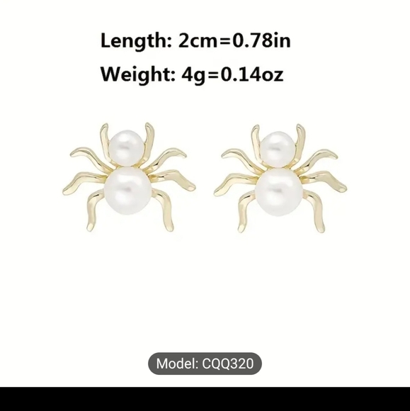 🕷🕷NEW🕷🕷GORGEOUS!! Faux Pearl Spider Earrings in 925 Silver Posts - Picture 7 of 16